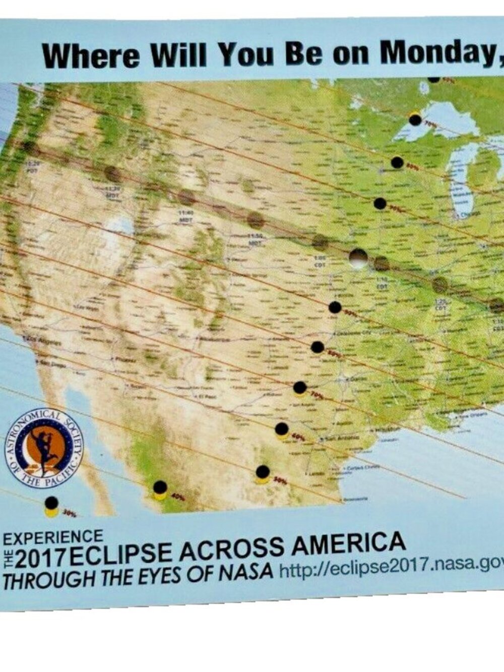 2017 NASA Solar Eclipse Viewer Card Postcard Project Image of Sun Projector